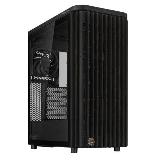 Asus ProArt PA401 Wood TG Gaming Case w/ Glass Panel, ATX, Front Grill, 2x 16cm Fans, PWM Fan Hub, USB-C 20Gps, Black