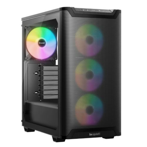 Be Quiet! Pure Base 501 LX Gaming Case w/ Glass Side, ATX, Compact Design, 4x ARGB Fans, ARGB Controller & Hub, High Airflow, USB-C, Black