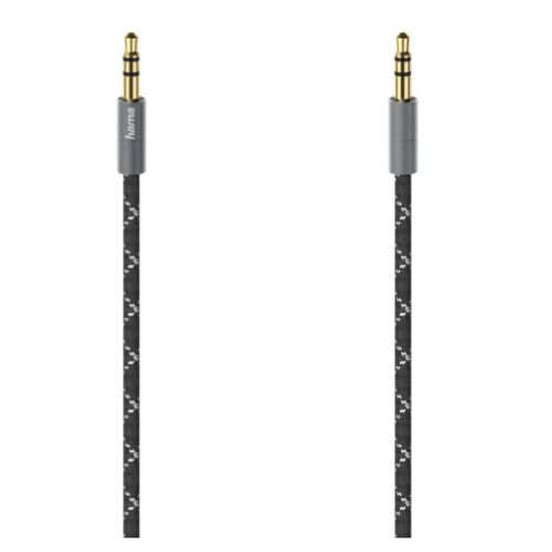 Hama 3.5mm Jack Stereo Cable, Male to Male, Gold-Plated, Fabric Jacket, 1.5 Metre