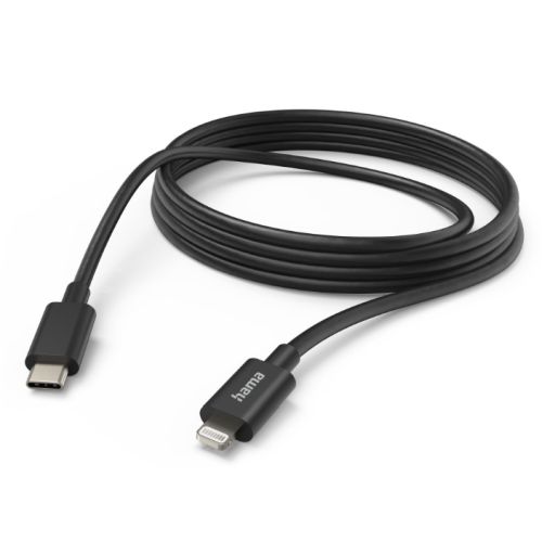 Hama Charging/Data USB-C to Lightning Cable, 480Mbps, 3 Metre, Black, MFI Certified