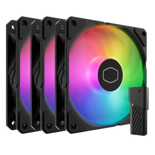 Cooler Master SickleFlow Edge 120 ARGB 12cm PWM Case Fans (3 Pack), Up to 2500 RPM, Loop Dynamic Bearing, LED Controller, Black