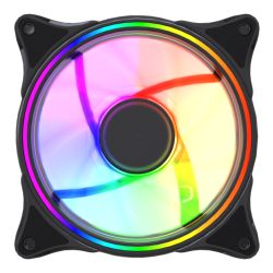 Vida Infinity01 Reverse Blade 12cm ARGB Dual Ring PWM Case Fan, Hydraulic Bearing, Infinity Mirror Effect, 500-1500 RPM, Black