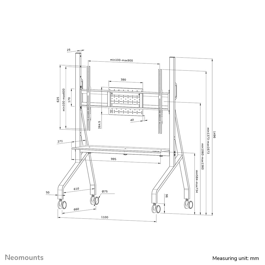 Neomounts FL50-525BL1 TV trolley 55-86" - fast installation - TÜV