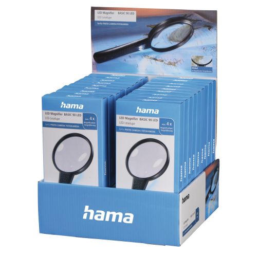 Hama Basic 90 LED Reading Magnifying Glasses x18 Multipack, 2 LEDs, Display Case