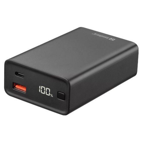 Sandberg (420-95) PD 65W 20000mAh Travel Powerbank, 1x USB-C 65W, 1x USB-A, Low Current Support, 5 Year Warranty
