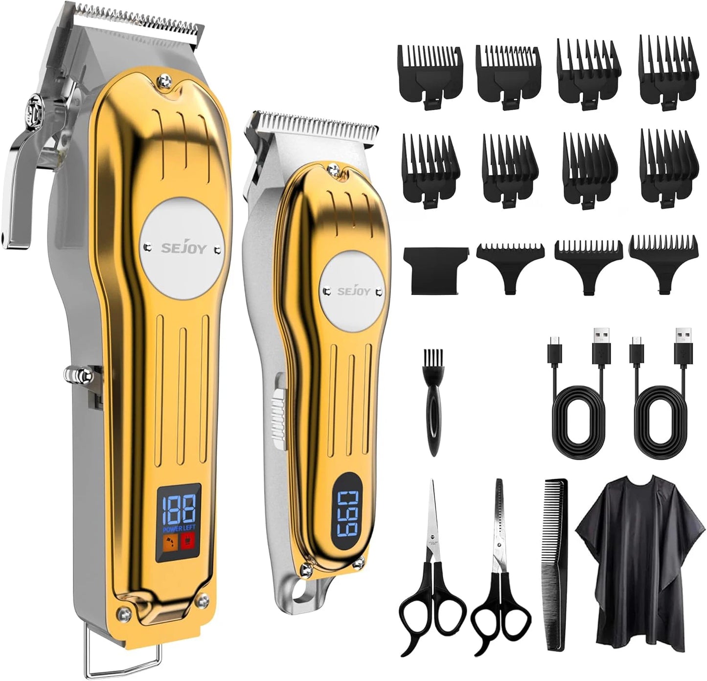Sejoy Professional Hair Cutting Machine Hair Cutting Kit Cordless Barber Clipper Set with LED Display Hair Clippers for Men