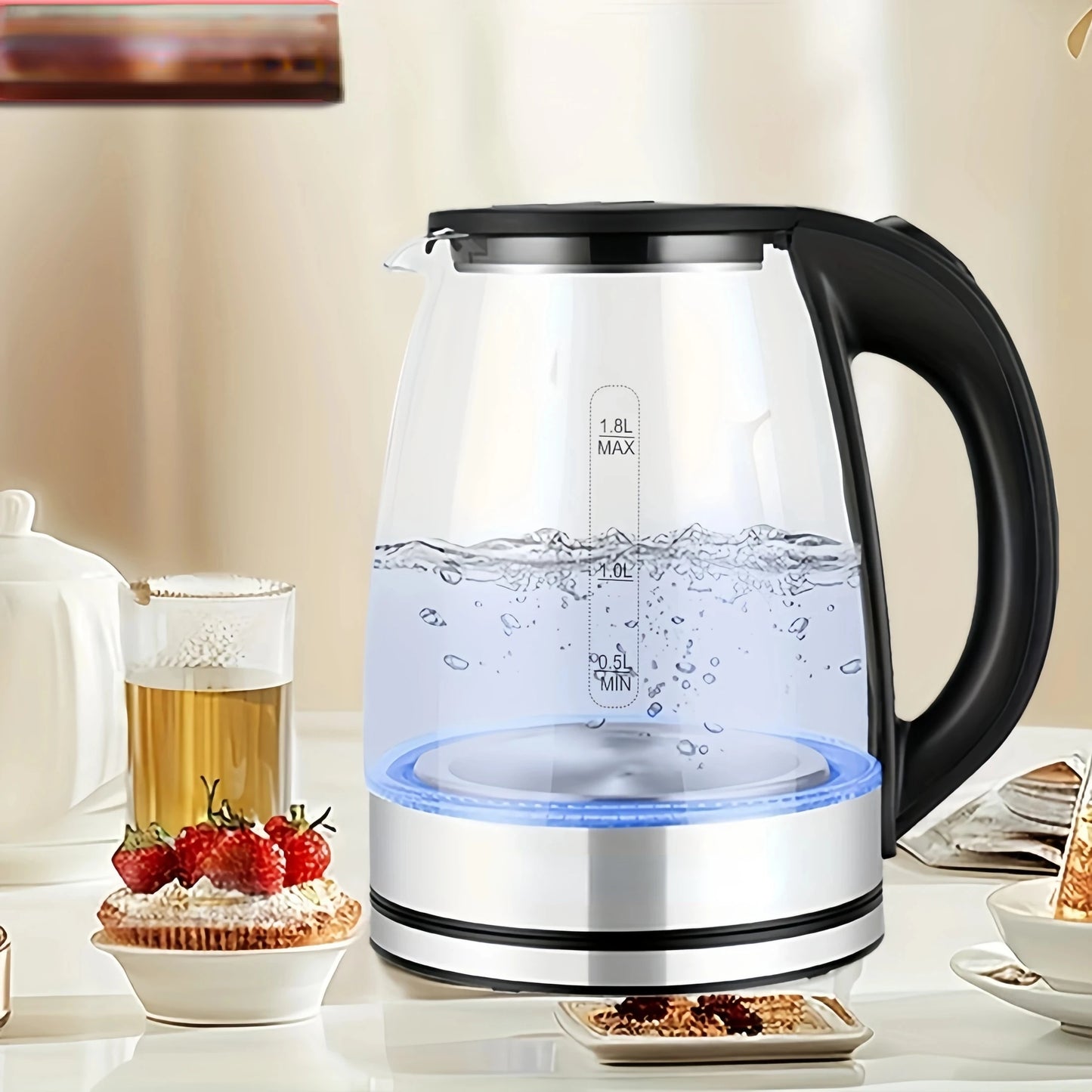 Electric Kettle, 1.8 Liter Electric Tea Kettle with LED Illuminated and High Borosilicate Glass Hot water kettle Xaomi