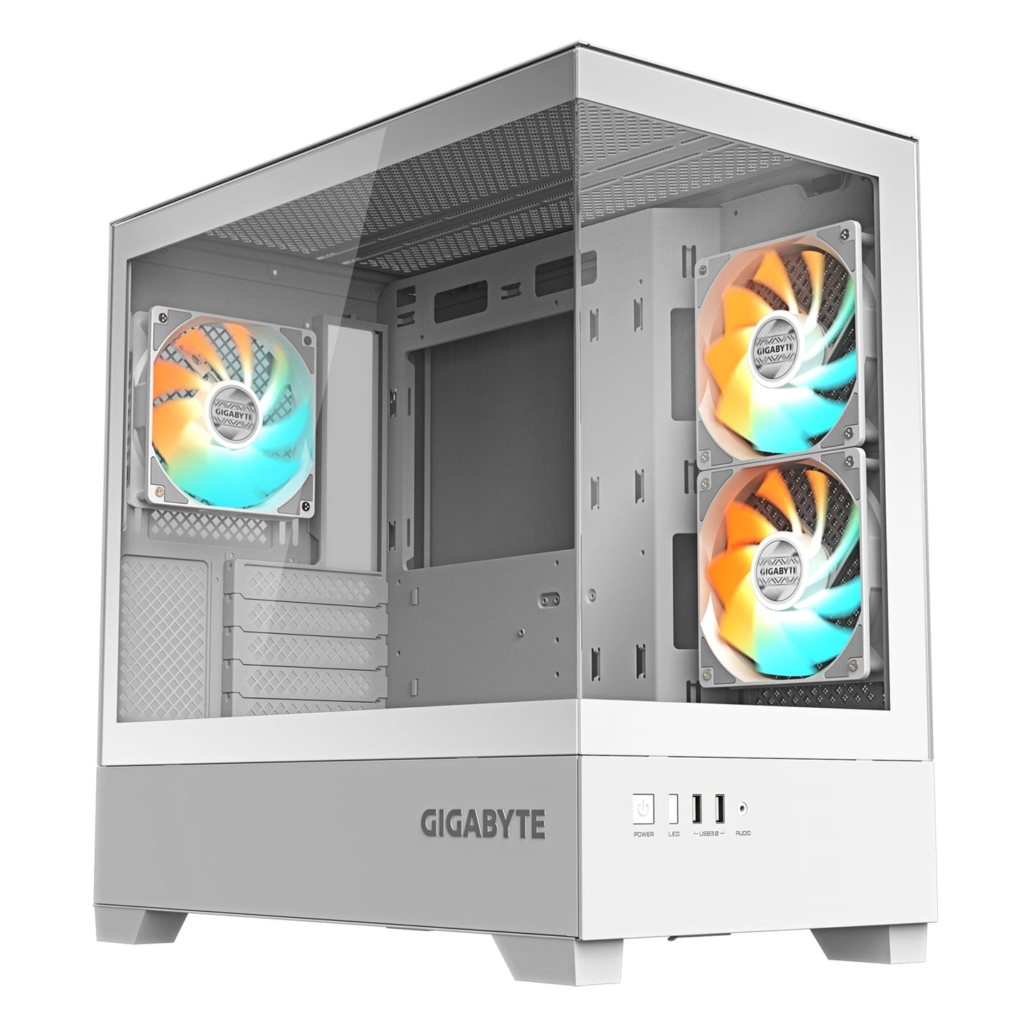 GIGABYTE C201 PANORAMIC ICE RGB Gaming PC Case, Tempered Glass, Optimized Airflow, mini-ITX/m-ATX