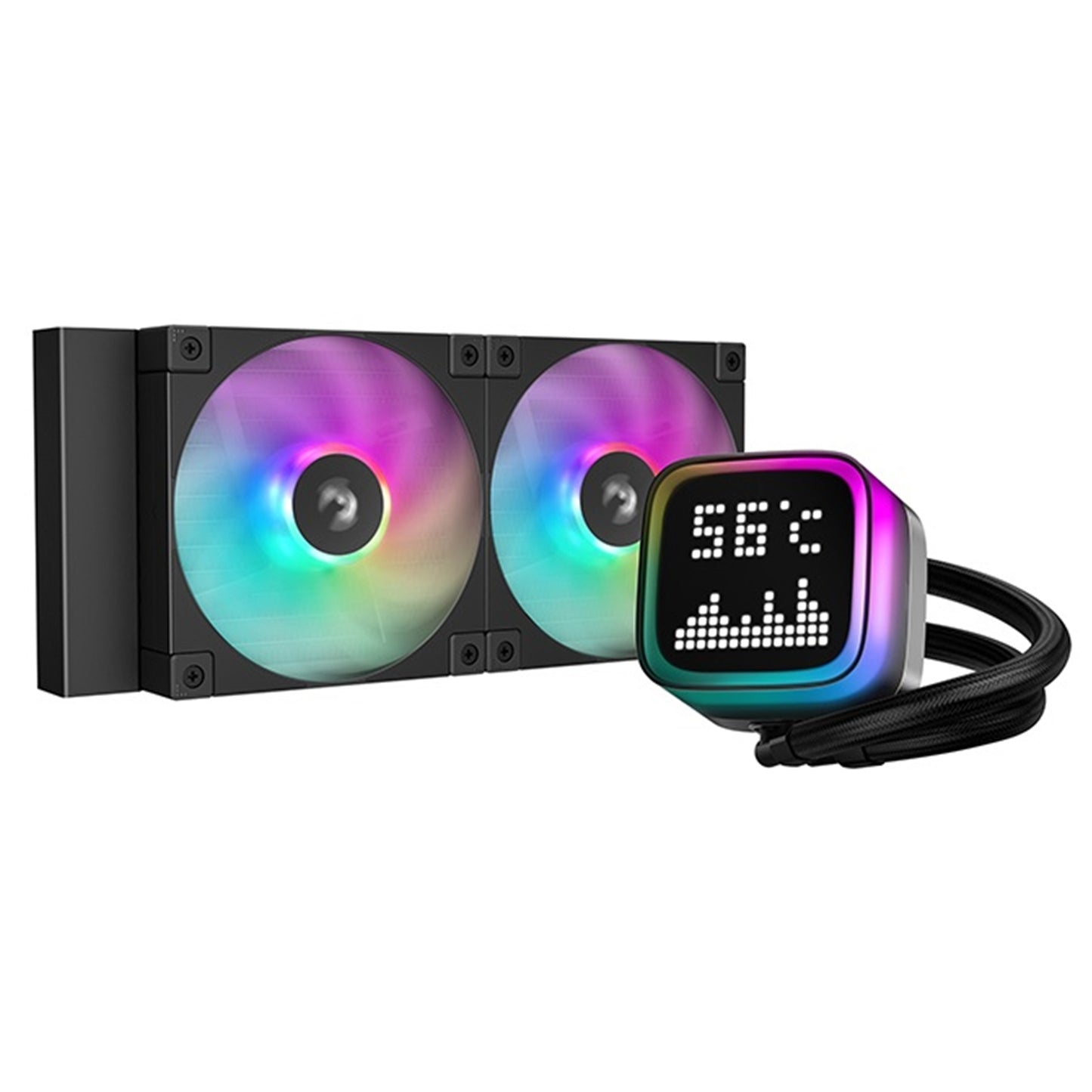 DeepCool LP240 240mm Liquid CPU Cooler, ARGB Pump with Custom Pixel Display, FD12 ARGB PWM Fans, Anti-Leak Tech, Compatible with Intel LGA1851/1700 & AMD AM5/AM4