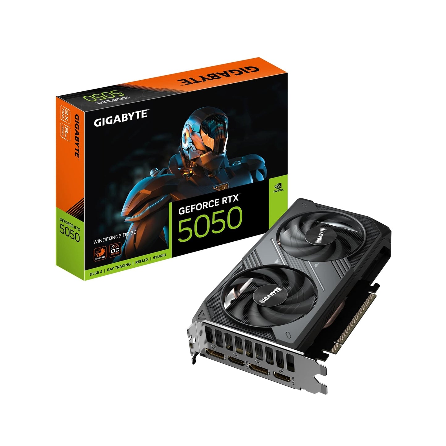 Gigabyte (GV-N5050WF2OC-8GD) GeForce RTX 5050 GAMING OC 8GB, GDDR6 Graphics Card, 2560 Cuda Core, 2587MHz Core Clock, Windforce cooling system, Dual Fan, 2x DisplayPorts / 2x HDMI Ports
