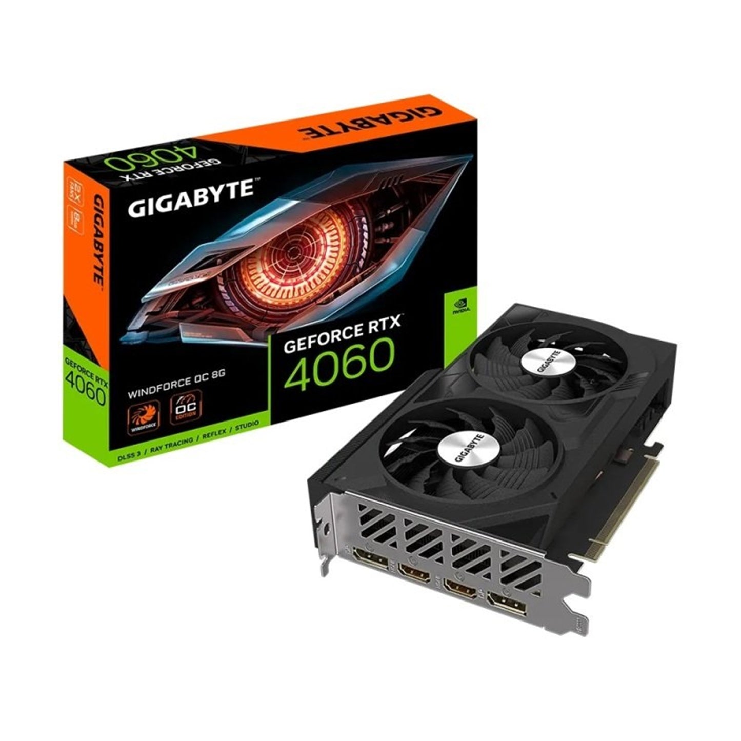 Gigabyte NVIDIA GeForce RTX 4060 WINDFORCE OC 8GB GDDR6 Graphics Card, 3072 CUDA Cores, 2475 MHz Core Clock, Dual Fan, 2x DisplayPorts / 2x HDMI Ports