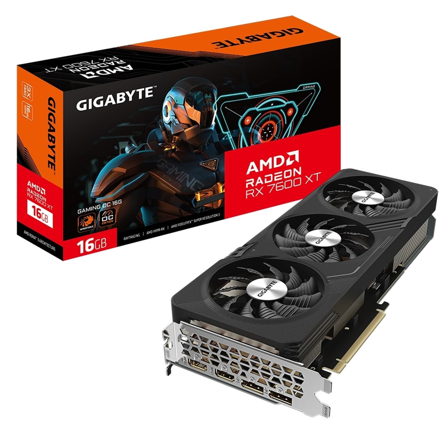 Gigabyte AMD Radeon RX 7600 XT GAMING OC 16GB GDDR6 Graphics Card, 2048 Streams, 2810 MHz Boost Clock, Triple Fan, RGB, 2x DisplayPorts / 2x HDMI Ports