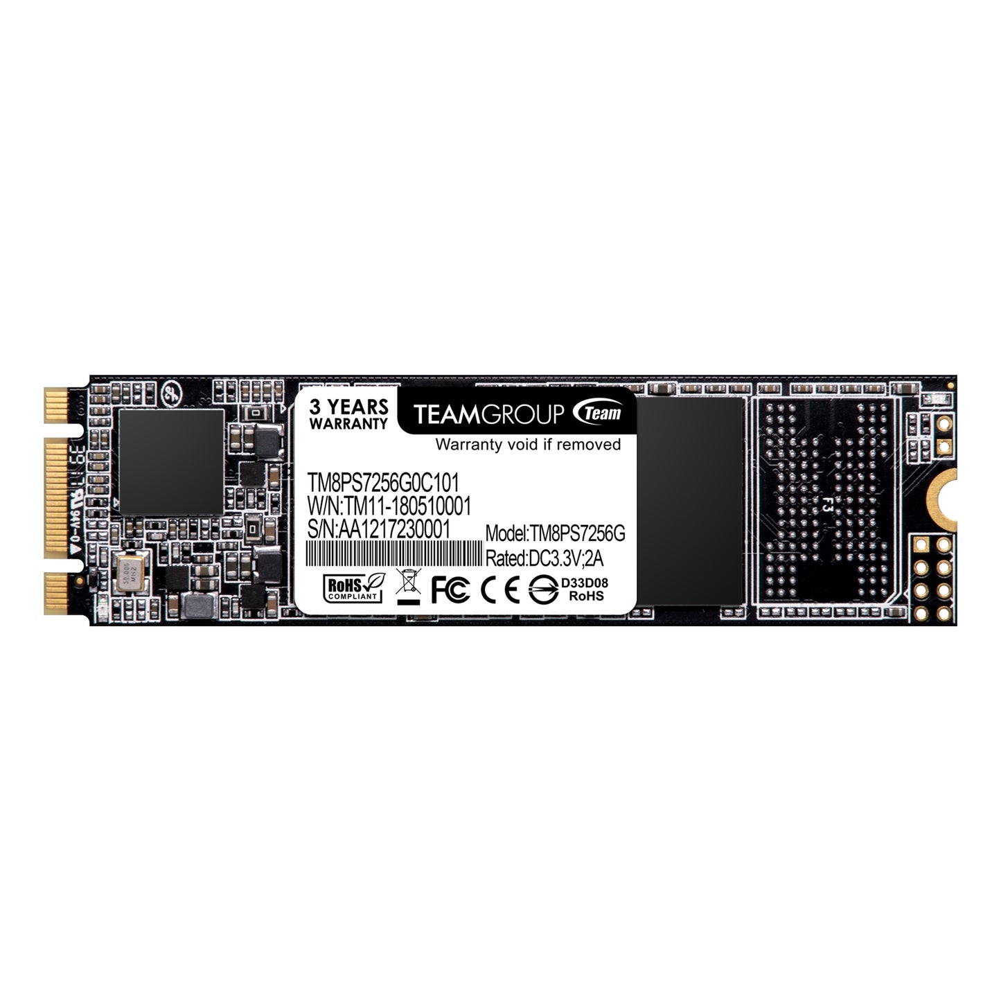 Team MS30 (TM8PS7256G0C101) 256GB, M.2 Sata Interface, PCIe Gen3, Read 550MB/s, Write 470MB/s, 3 Year Warranty