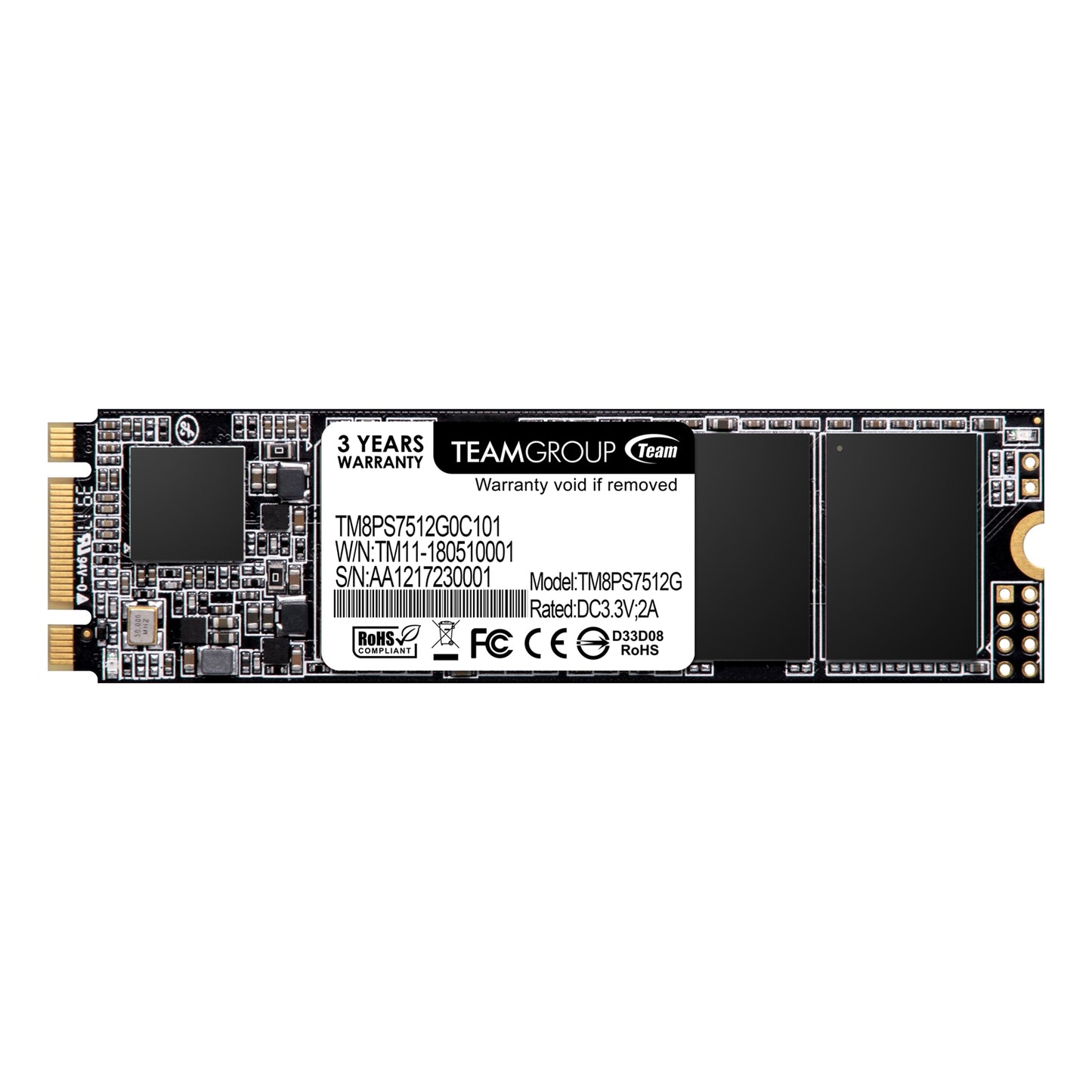 Team MS30 (TM8PS7512G0C101) 512GB, M.2 Sata Interface, PCIe Gen3, Read 550MB/s, Write 480MB/s, 3 Year Warranty