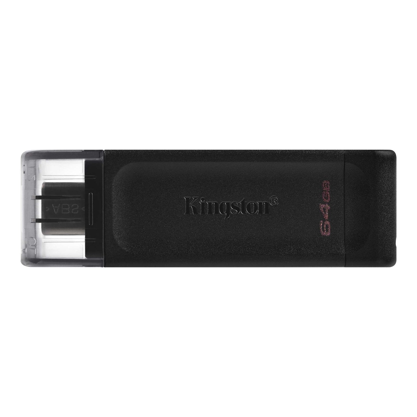 Kingston DT70/64GB DataTraveler 64GB USB Flash Drive, USB 3.2, USB-C, Gen1, 80MB/s, Clear Cap, Black, Retail.