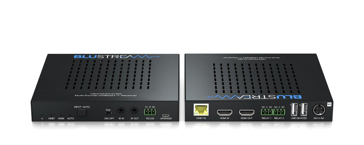 Blustream HEX70HDUK-KIT AV extender AV transmitter & receiver Black
