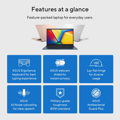 ASUS Vivobook 15 X1504VA-BQ3782W Intel Core 7 150U Laptop 39.6 cm (15.6") Full HD 16 GB DDR4-SDRAM 1 TB SSD Wi-Fi 6 (802.11ax) Windows 11 Home Silver