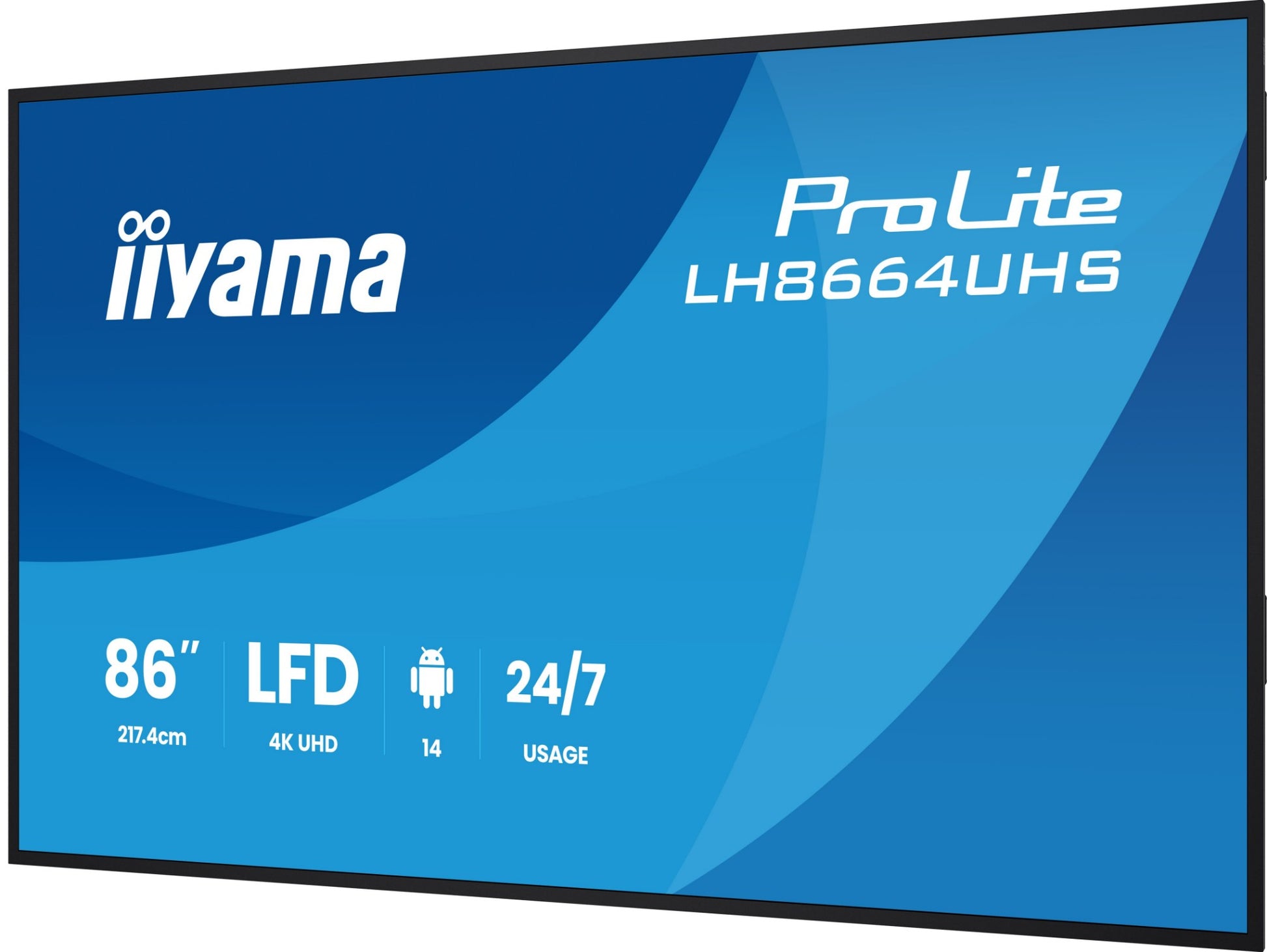 iiyama LH8664UHS-B3AG Signage Display Digital signage flat panel 2.17 m (85.6") Wi-Fi 500 cd/m² 4K Ultra HD Black Built-in processor Android 24/7