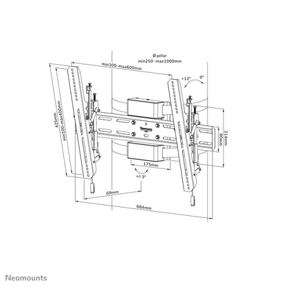 Neomounts WL35S-910BL16 TV pillar mount 40-75" - tiltable - lockable - diam. 25-100 cm