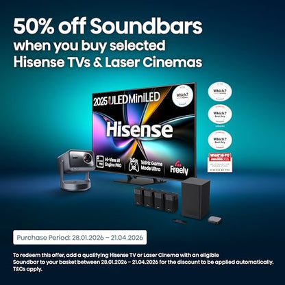 Hisense 40" 40A4QTUK FHD LED TV with Freely - Direct Lit LED, Dolby Audio, Natural Colour Enhancer, Games Mode, Sports Mode with Freely, Disney +, YouTube, Netflix