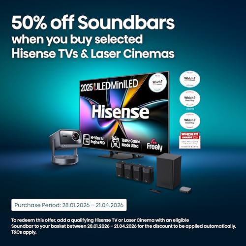 Hisense 40" 40A4QTUK FHD LED TV with Freely - Direct Lit LED, Dolby Audio, Natural Colour Enhancer, Games Mode, Sports Mode with Freely, Disney +, YouTube, Netflix