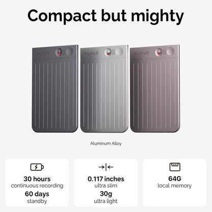 PLAUD NOTE AI Voice Recorder with Case - App Control, Transcribe & Summarize with AI Technology - Support 112 Languages, 64GB Memory, Audio Recorder for Lectures, Meetings, Calls, Black