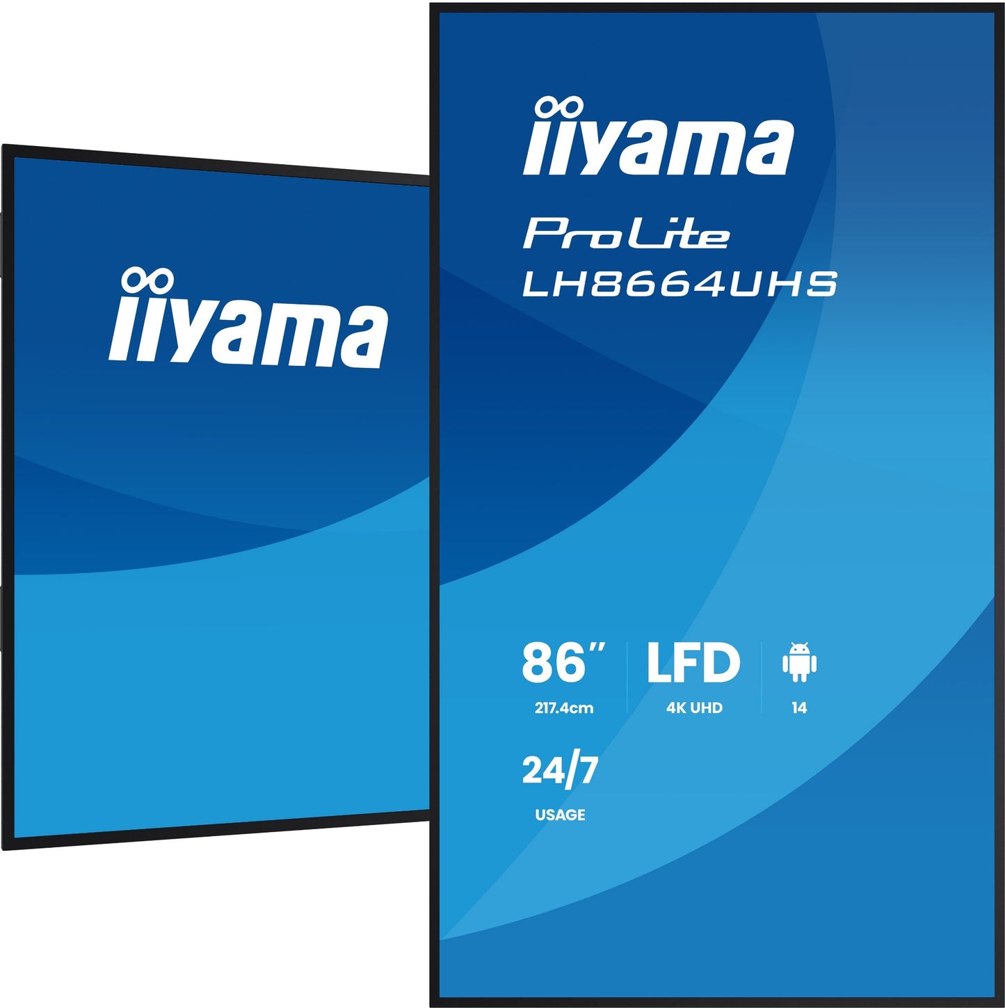 iiyama LH8664UHS-B3AG Signage Display Digital signage flat panel 2.17 m (85.6") Wi-Fi 500 cd/m² 4K Ultra HD Black Built-in processor Android 24/7