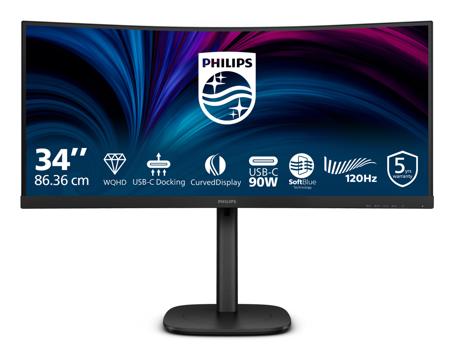 Philips 3000 series 34B2U3600C/00 computer monitor 86.4 cm (34") 3440 x 1440 pixels Wide Quad HD LCD Black
