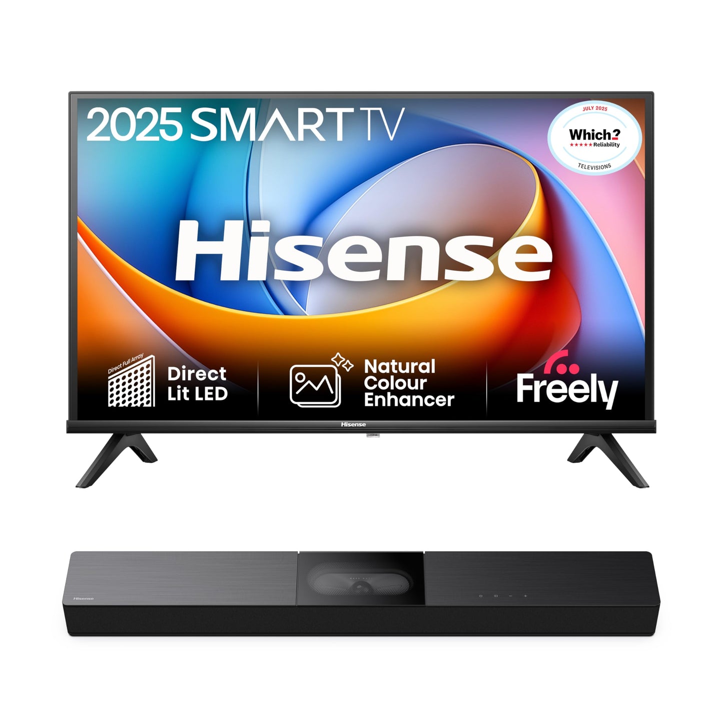 Hisense 40" 40A4QTUK FHD LED TV with Freely - Direct Lit LED, Dolby Audio, Natural Colour Enhancer, Games Mode, Sports Mode with Freely, Disney +, YouTube, Netflix