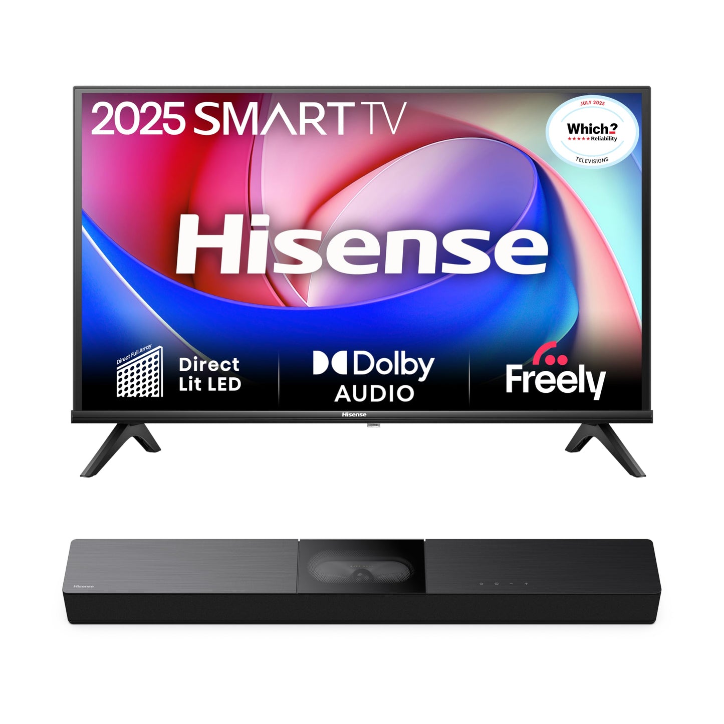 Hisense 40" 40A4QTUK FHD LED TV with Freely - Direct Lit LED, Dolby Audio, Natural Colour Enhancer, Games Mode, Sports Mode with Freely, Disney +, YouTube, Netflix