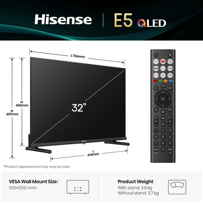 Hisense 40" 40A4QTUK FHD LED TV with Freely - Direct Lit LED, Dolby Audio, Natural Colour Enhancer, Games Mode, Sports Mode with Freely, Disney +, YouTube, Netflix