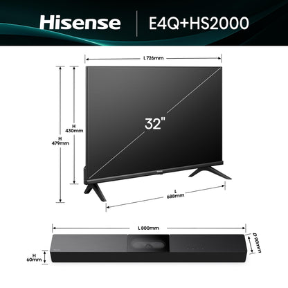 Hisense 40" 40A4QTUK FHD LED TV with Freely - Direct Lit LED, Dolby Audio, Natural Colour Enhancer, Games Mode, Sports Mode with Freely, Disney +, YouTube, Netflix