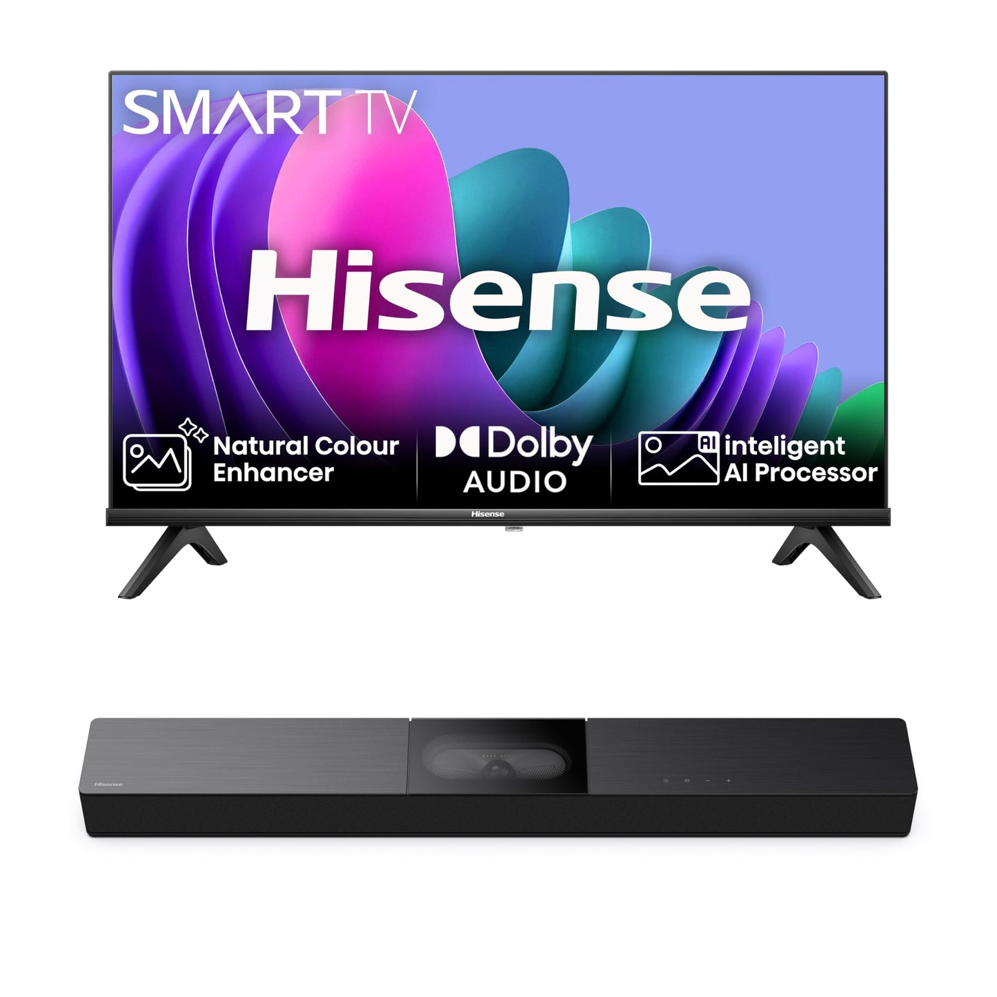 Hisense 40" 40A4QTUK FHD LED TV with Freely - Direct Lit LED, Dolby Audio, Natural Colour Enhancer, Games Mode, Sports Mode with Freely, Disney +, YouTube, Netflix