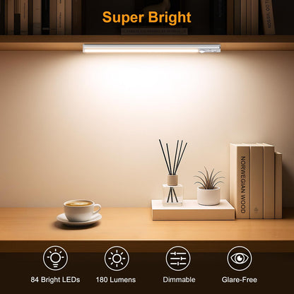 FRONT Under Cabinet Kitchen Lights Rechargeable-3 Color Temps&5 Level Brightness, Super Bright, 4 Modes, Motion Sensor, Long Lasting-Easy Installation Strong Magnetic Under Closet Light-26CM/2 Pack