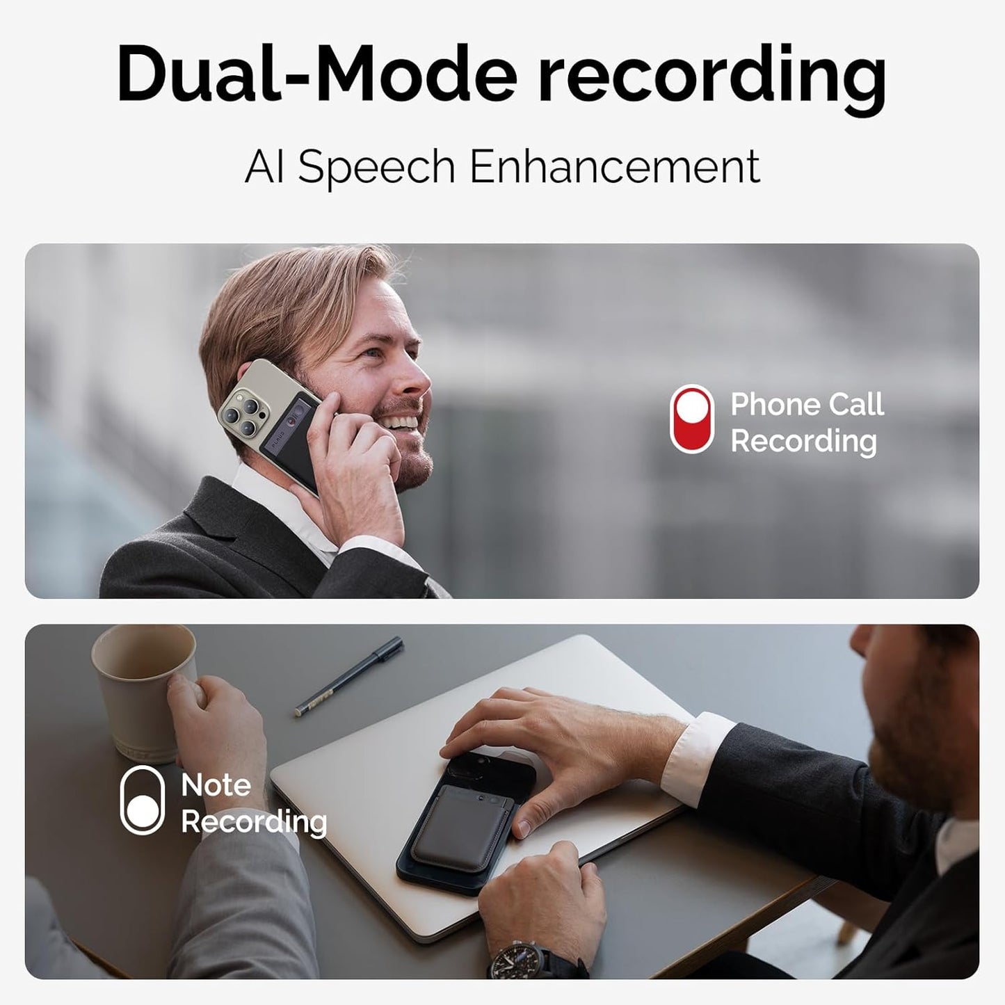 PLAUD NOTE AI Voice Recorder with Case - App Control, Transcribe & Summarize with AI Technology - Support 112 Languages, 64GB Memory, Audio Recorder for Lectures, Meetings, Calls, Black