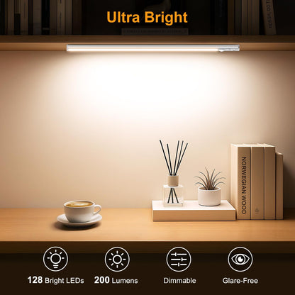 FRONT Under Cabinet Kitchen Lights Rechargeable-3 Color Temps&5 Level Brightness, Super Bright, 4 Modes, Motion Sensor, Long Lasting-Easy Installation Strong Magnetic Under Closet Light-26CM/2 Pack