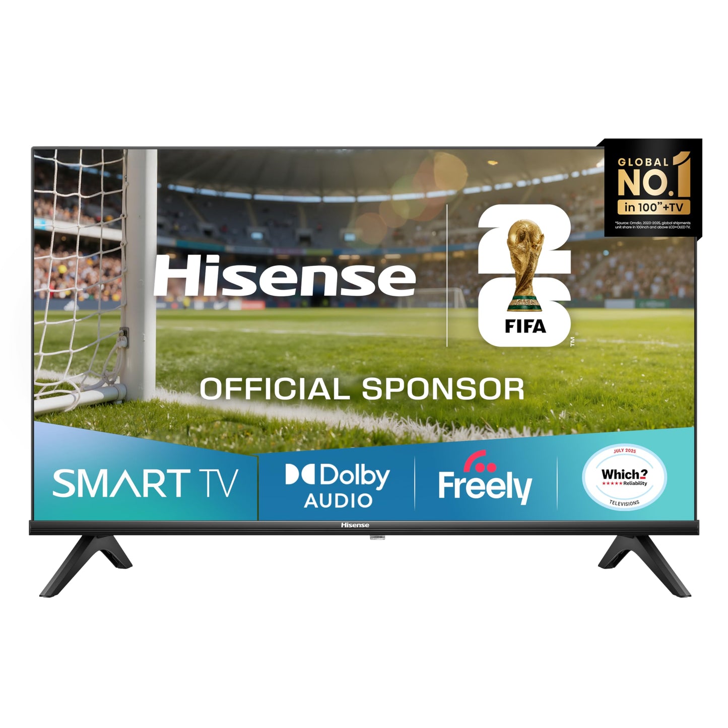Hisense 40" 40A4QTUK FHD LED TV with Freely - Direct Lit LED, Dolby Audio, Natural Colour Enhancer, Games Mode, Sports Mode with Freely, Disney +, YouTube, Netflix