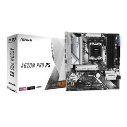 Asrock A620M PRO RS, AMD A620, AM5, Micro ATX, 4 DDR5, HDMI, DP, GB LAN, PCIe4, RGB, 3x M.2