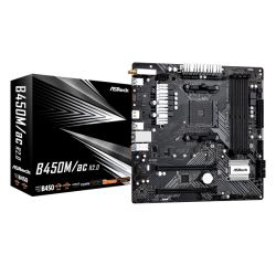 Asrock B450M/AC R2.0, AMD B450, AM4, Micro ATX, 4 DDR4, HDMI, GB LAN, AC Wi-Fi, 1x M.2
