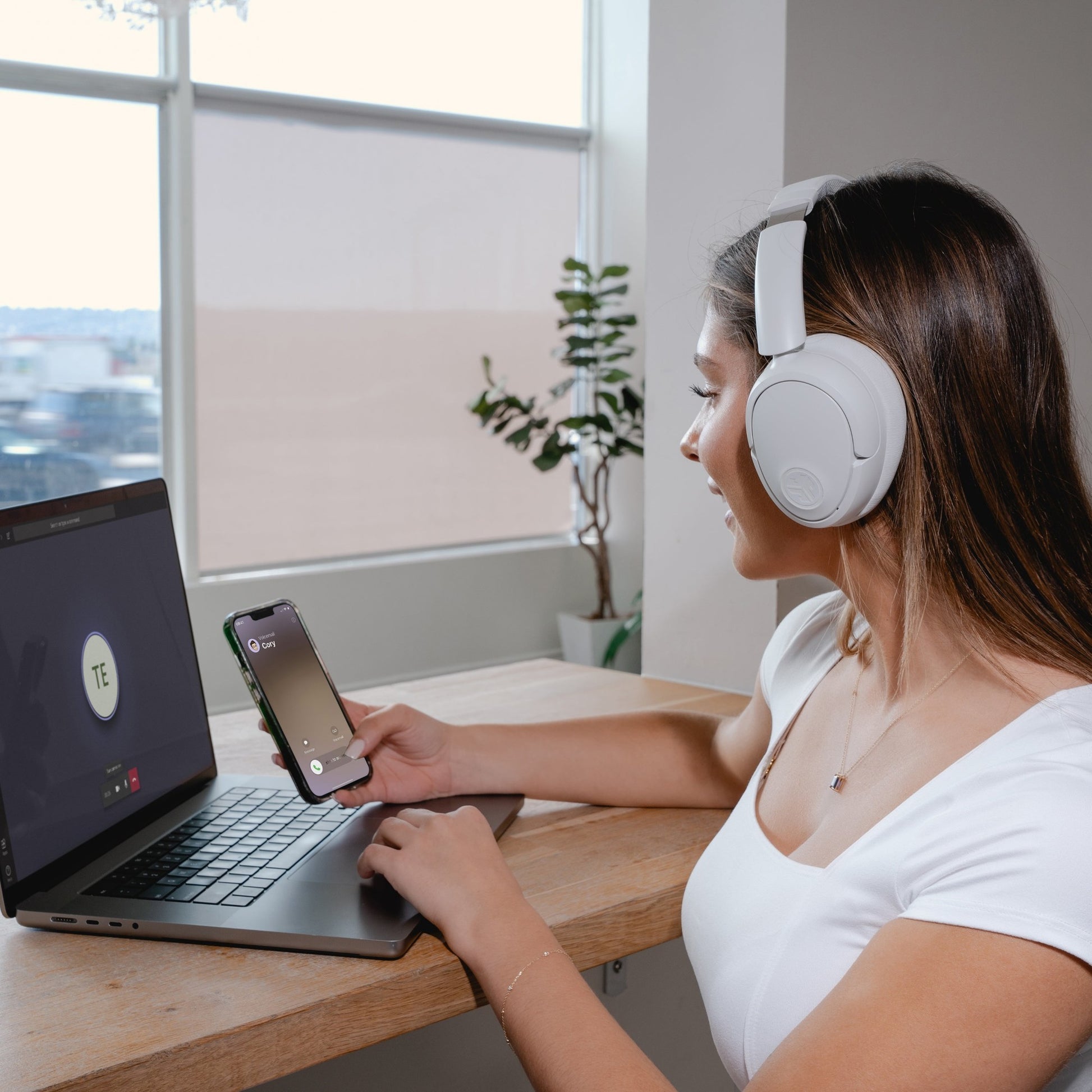 JLab Lux ANC Headset Wireless Head-band Music Bluetooth White