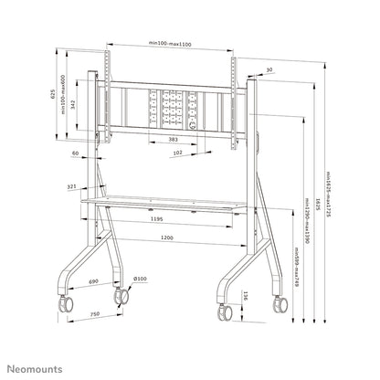 Neomounts FL50-575BL1 TV trolley 65-115" - fast installation - TÜV