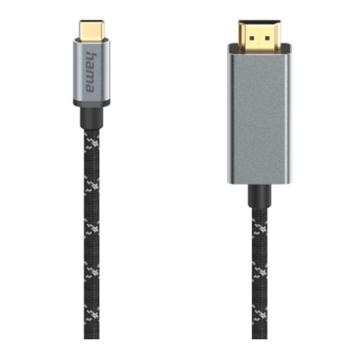 Hama USB-C Male to HDMI Male Cable, Ultra-HD 8K, 1.5 Metre Braided Cable