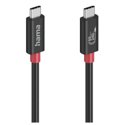 Hama USB4 V2 80Gbps Type-C Male to Male Cable, E-Marker, 5A, 240W, 1 Metre, Black
