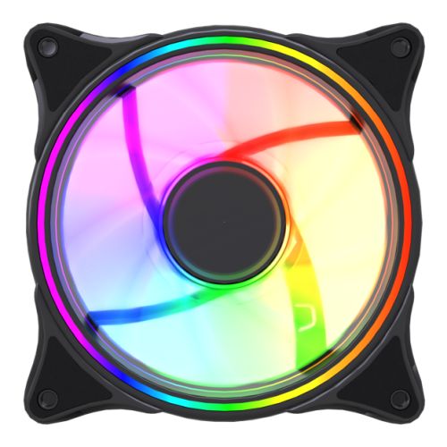 Vida Infinity01 Reverse Blade 12cm ARGB Dual Ring PWM Case Fan, Hydraulic Bearing, Infinity Mirror Effect, 500-1500 RPM, Black