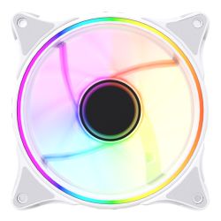 Vida Infinity01 Reverse Blade 12cm ARGB Dual Ring PWM Case Fan, Hydraulic Bearing, Infinity Mirror Effect, 500-1500 RPM, White