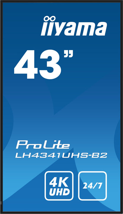 iiyama LH4341UHS-B2 Signage Display 108 cm (42.5") LCD 500 cd/m² 4K Ultra HD Built-in processor Android 8.0 24/7