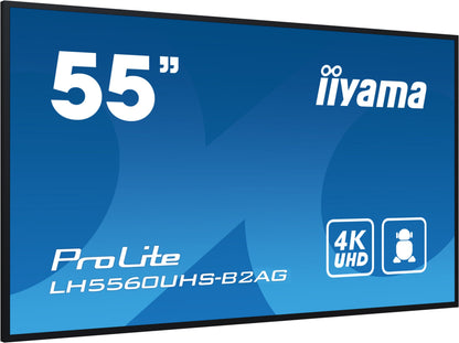 iiyama LH5560UHS-B2AG Signage Display Digital A-board 138.7 cm (54.6") LED Wi-Fi 500 cd/m² 4K Ultra HD Black Built-in processor Android 11 24/7