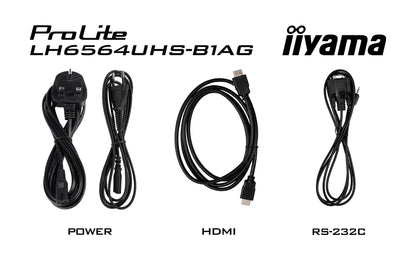 iiyama LH6564UHS-B1AG Signage Display Digital signage flat panel 165.1 cm (65") Wi-Fi 500 cd/m² 4K Ultra HD Black Built-in processor Android 24/7