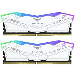Team T-Force Delta RGB 32GB Kit (2 x 16GB), DDR5, 6000MHz (PC5-48000), CL30, ECC, XMP 3.0, PMIC, DIMM Memory, White