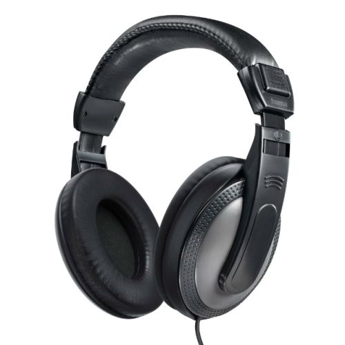 Hama (Shell) Headphones, 3.5mm Jack (6.35mm Adapter), 40mm Drivers, 2m Cable, Padded Headband, Black/Dark Grey